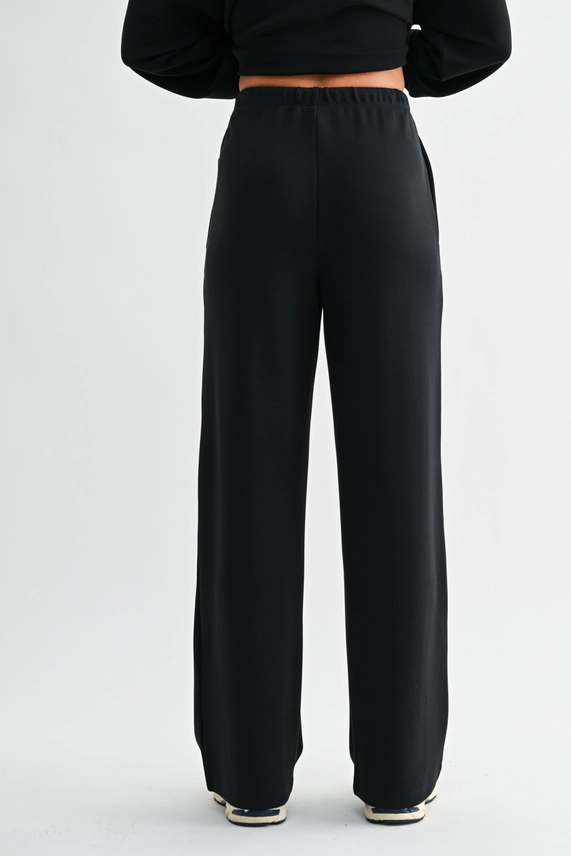 Air Essential Wide Leg Scuba Pant Set - Black