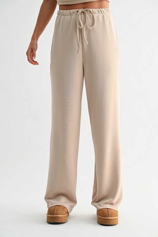 Air Essential Wide Leg Scuba Pant - Natural
