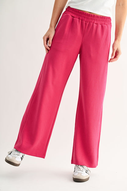 The Plum Pink Ribbed Lounge Set | Zip Jacket & Wide Leg Pants Set