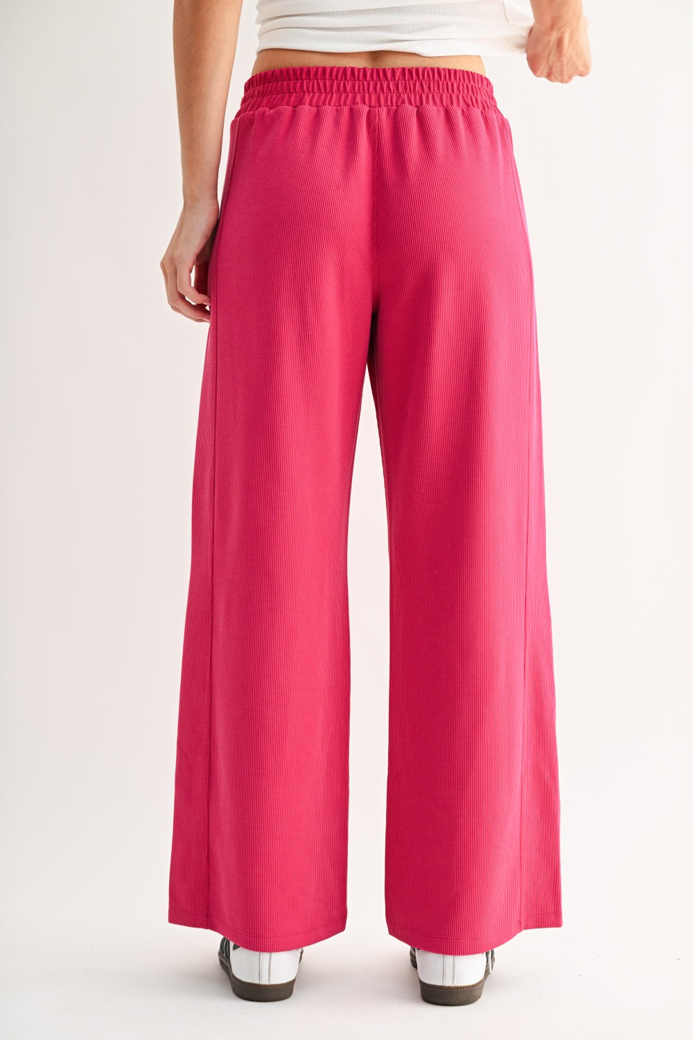 The Plum Pink Ribbed Lounge Set | Zip Jacket & Wide Leg Pants Set