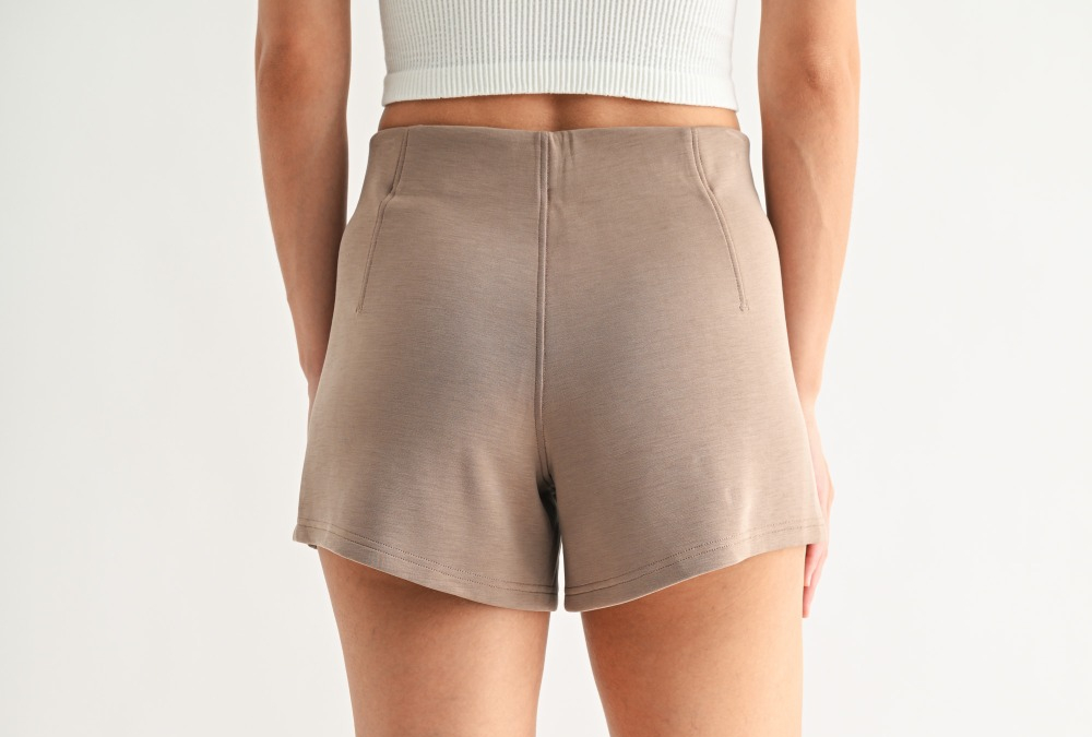 Signature Silken High-Rise Shorts - Taupe - Delta Swanky Girl