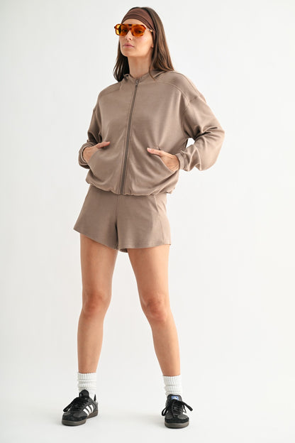 Signature Silken High-Rise Shorts - Taupe - Delta Swanky Girl