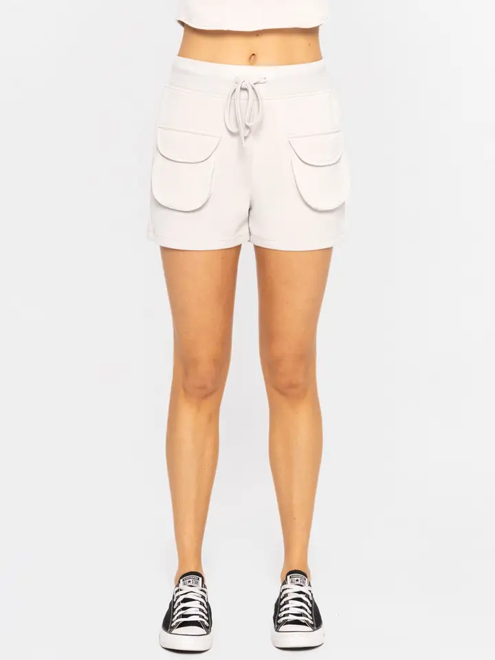 Cozy Comfort Cargo Shorts - Pale Grey
