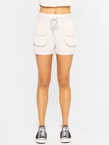 Cozy Comfort Cargo Shorts - Pale Grey
