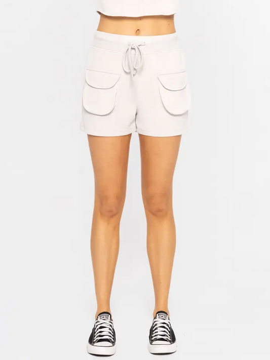 Cozy Comfort Cargo Shorts - Pale Grey