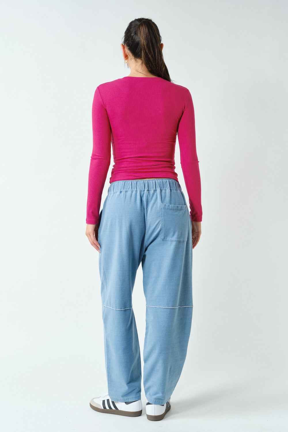 The Second Skin Rib Top | Plum Pink Long Sleeve Micro-Ribbed Top