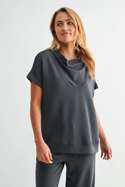 Air Essential Cowl Neck Top - Ash Grey