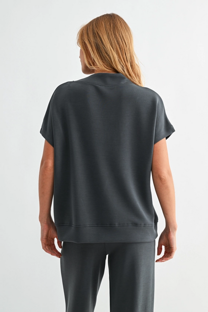 Air Essential Cowl Neck Top - Ash Grey