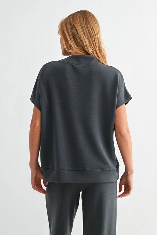 Air Essential Cowl Neck Top - Ash Grey