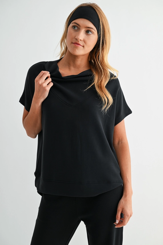 Air Essential Cowl Neck Top - Black