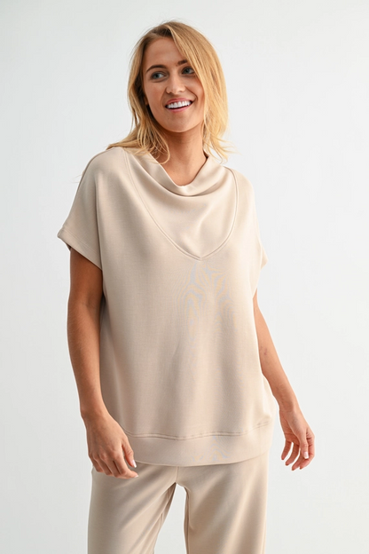 Air Essential Cowl Neck Top - Natural