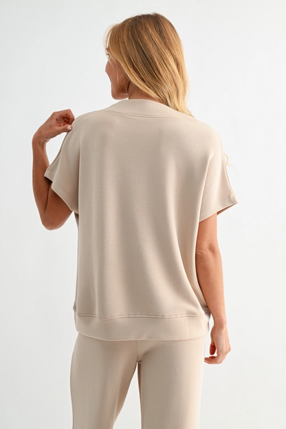 Air Essential Cowl Neck Top - Natural