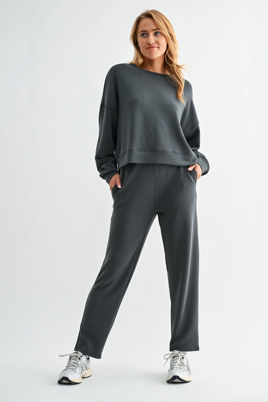 Air Essential Drop Shoulder Top - Ash Grey