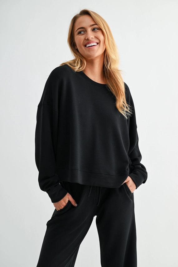 Air Essential Wide Leg Scuba Pant Set - Black