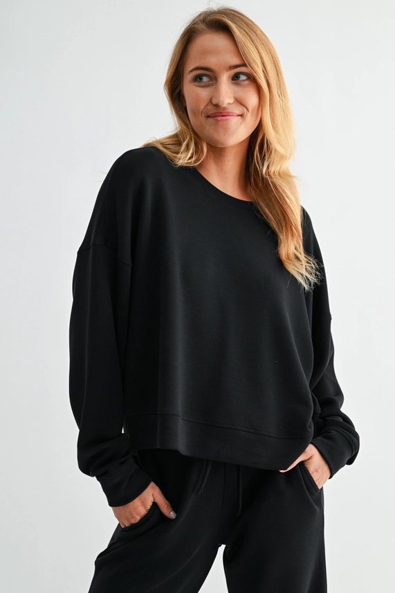 Air Essential Wide Leg Scuba Pant Set - Black