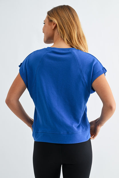 French Terry Cap Sleeve Active Top - Royal - Delta Swanky Girl