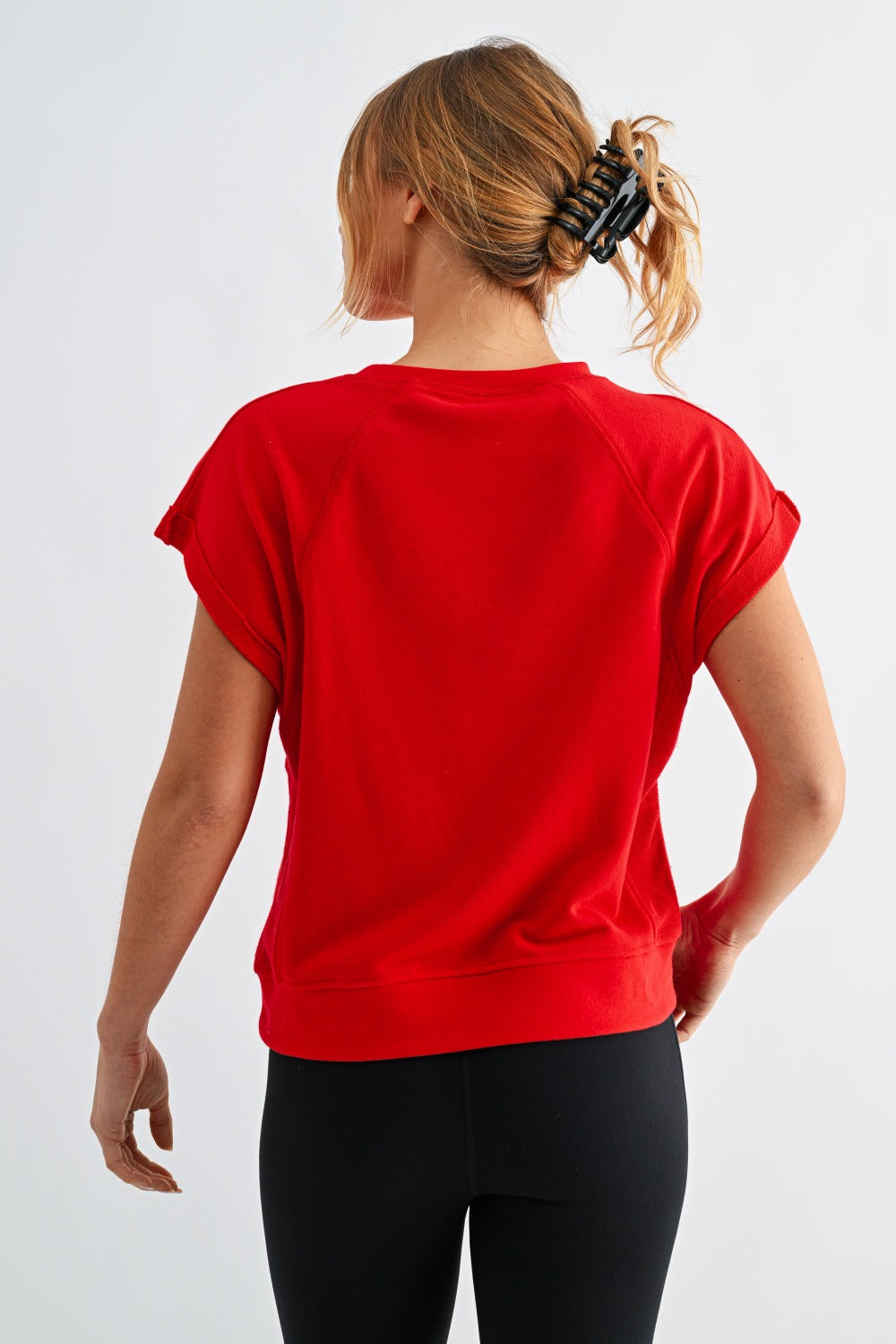 French Terry Cap Sleeve Active Top - Red - Delta Swanky Girl