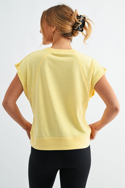 French Terry Cap Sleeve Active Top - Yellow - Delta Swanky Girl