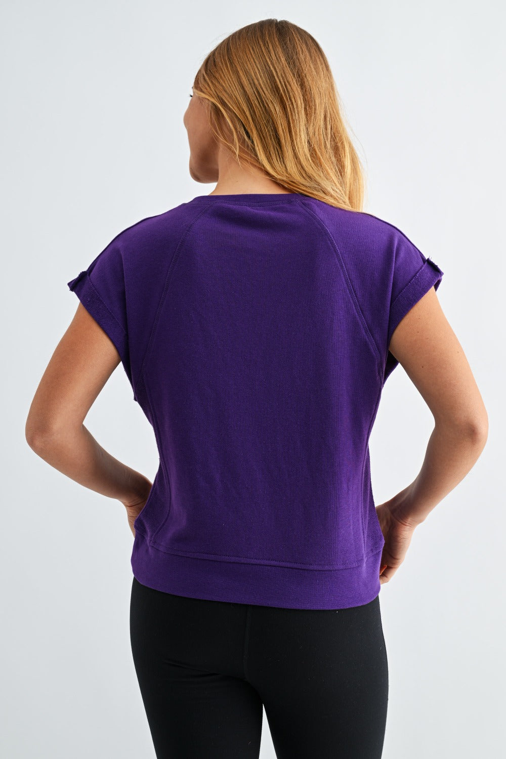 French Terry Cap Sleeve Active Top - Purple - Delta Swanky Girl