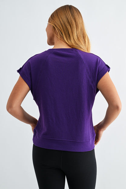 French Terry Cap Sleeve Active Top - Purple - Delta Swanky Girl