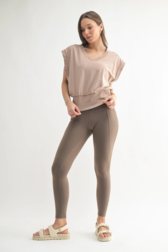 Vintage Stone Wash V-Neck Top - Natural