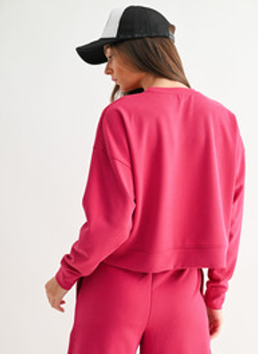 The Plum Pink Ribbed Lounge Set | Zip Jacket & Wide Leg Pants Set