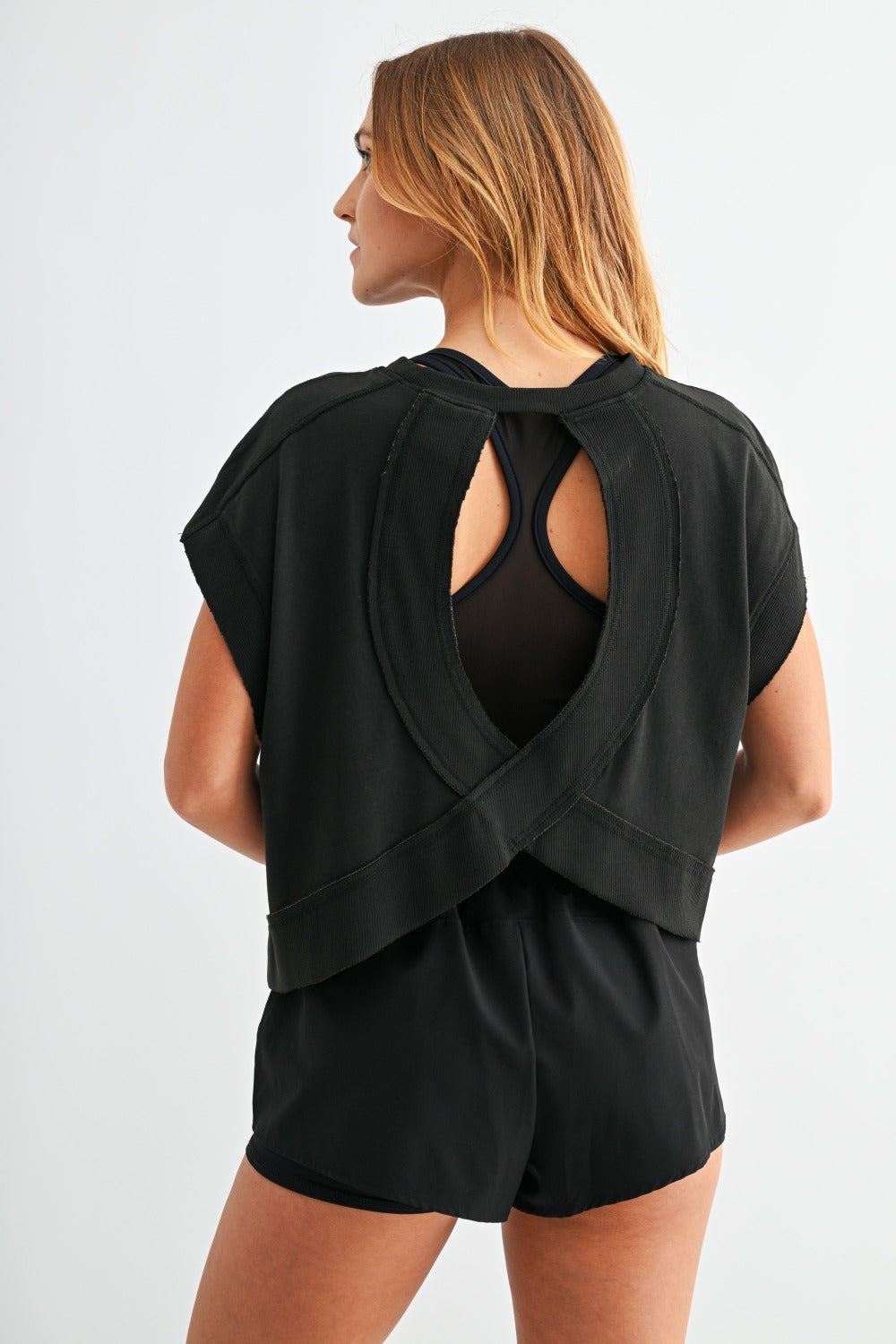 Circle Back Open Back Tee - Black - Delta Swanky Girl