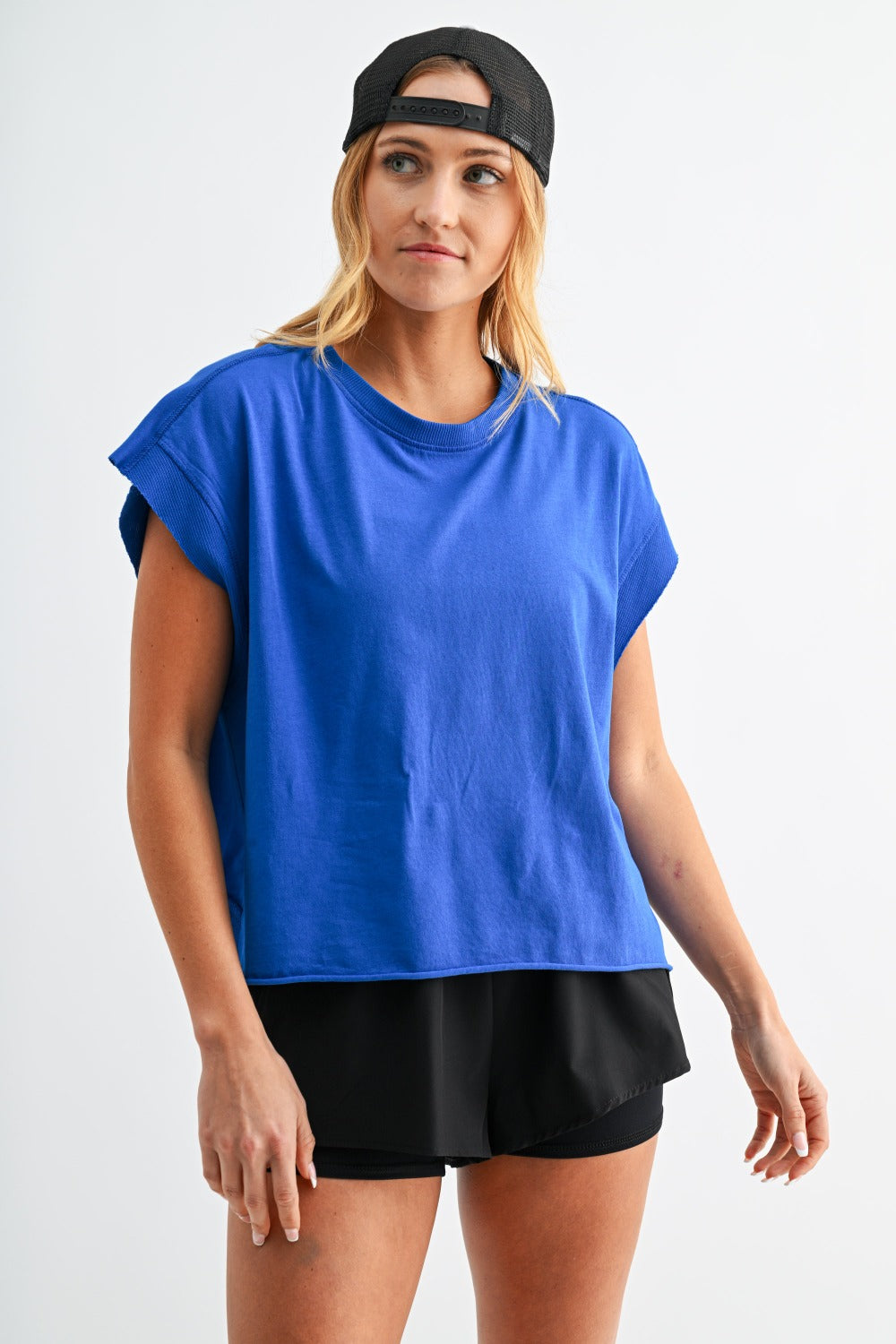 Circle Back Open Back Tee - Royal - Delta Swanky Girl