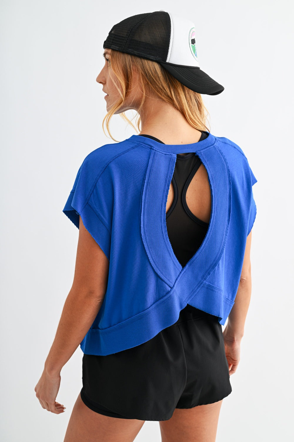 Circle Back Open Back Tee - Royal - Delta Swanky Girl
