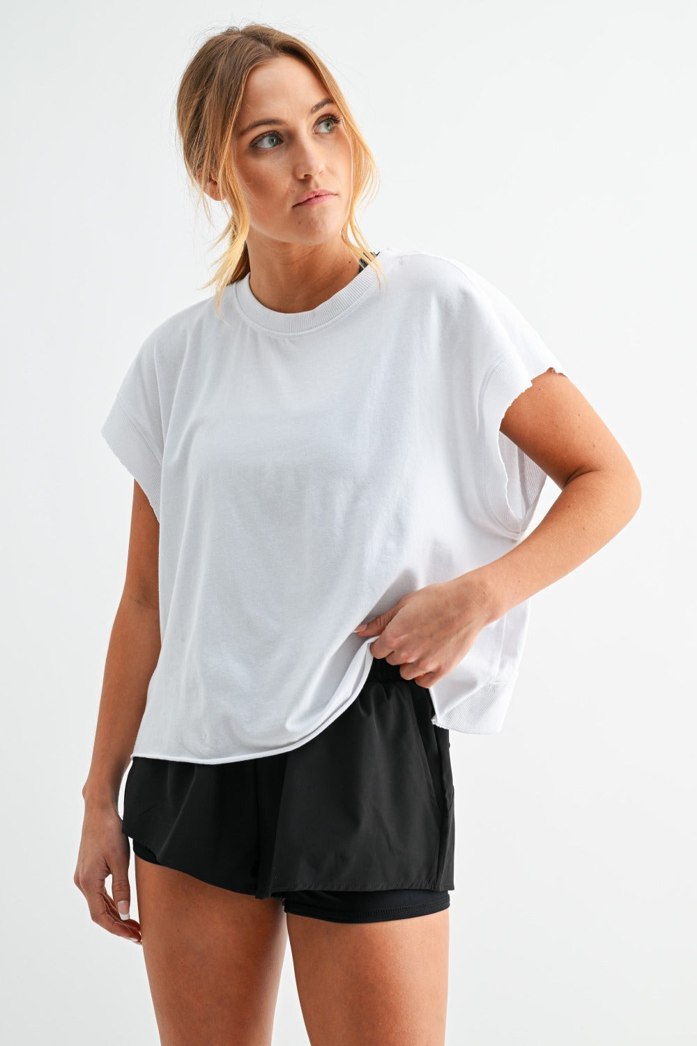 Circle Back Open Back Tee - White - Delta Swanky Girl