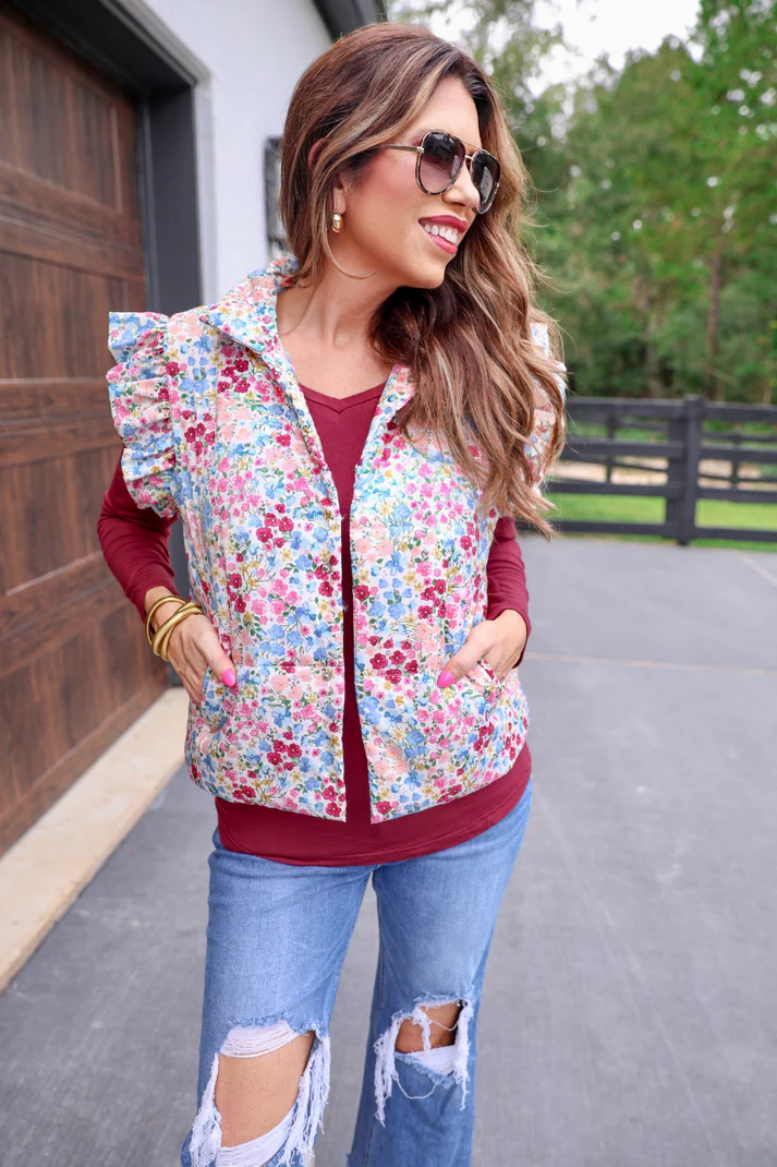 Liana Floral Puffer Vest