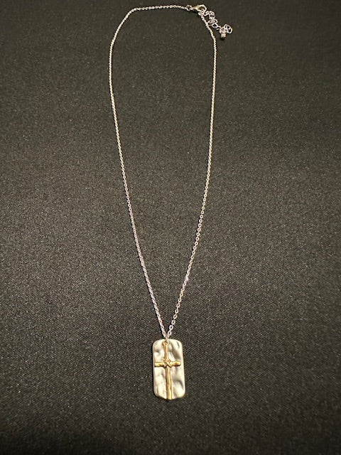 Matthew Cross Necklace (White Gold)