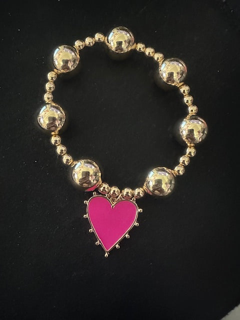 Valentina Love Heart Bracelet - Hot Pink