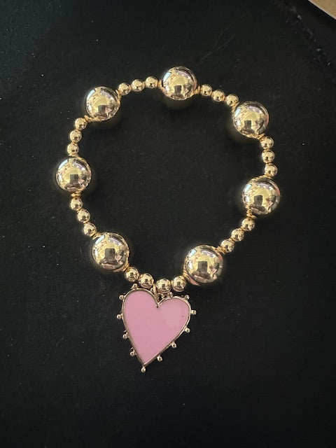 Valentina Love Heart Bracelet - Pink - Delta Swanky Girl