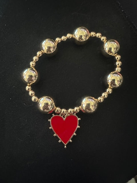 Valentina Love Heart Bracelet - Red - Delta Swanky Girl