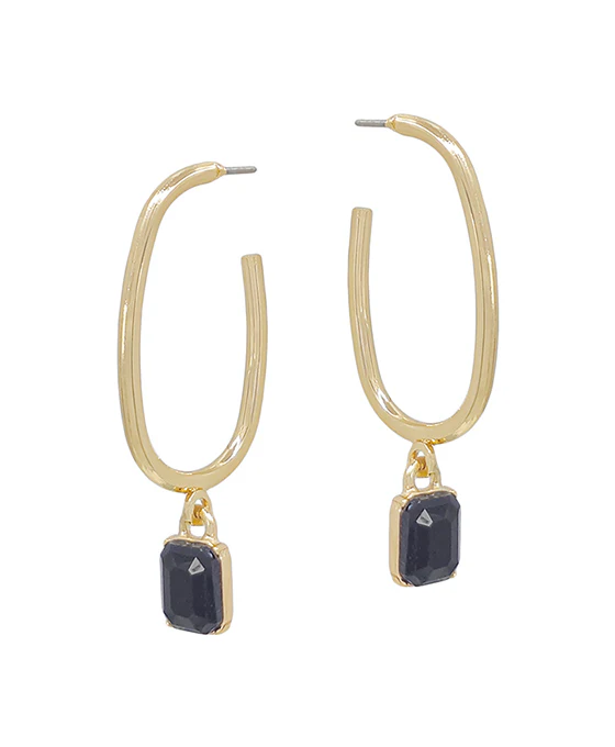 Kenzie Gemstone Hoop Earring - Onyx