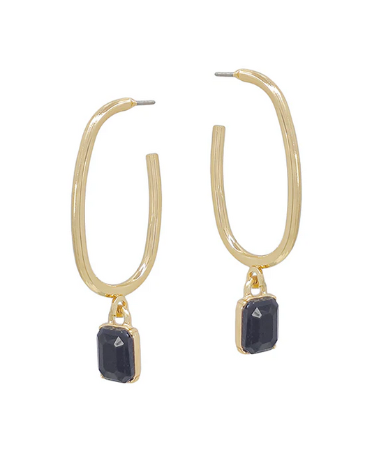 Kenzie Gemstone Hoop Earring - Onyx