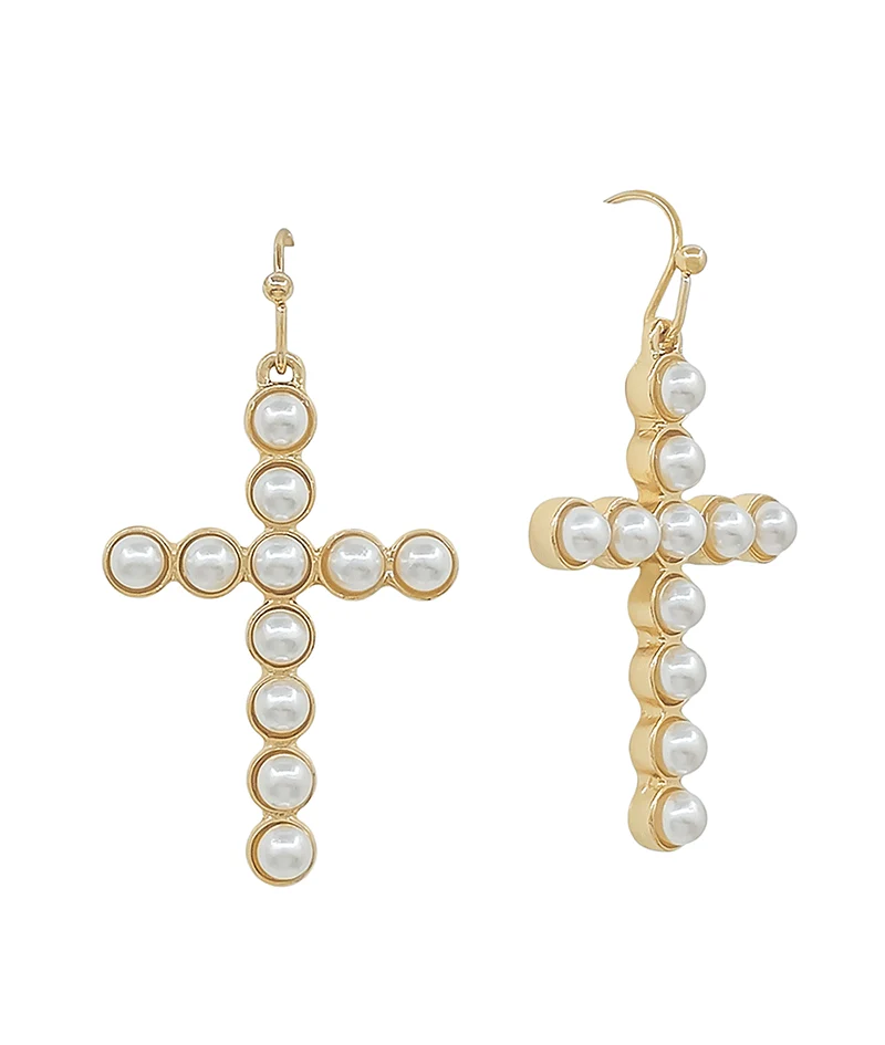 Redeemer Pearl Cross Drop Earring