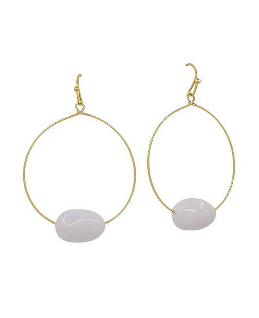 Bombay Tumbled Gemstone Hoop Earring - Rose Quartz