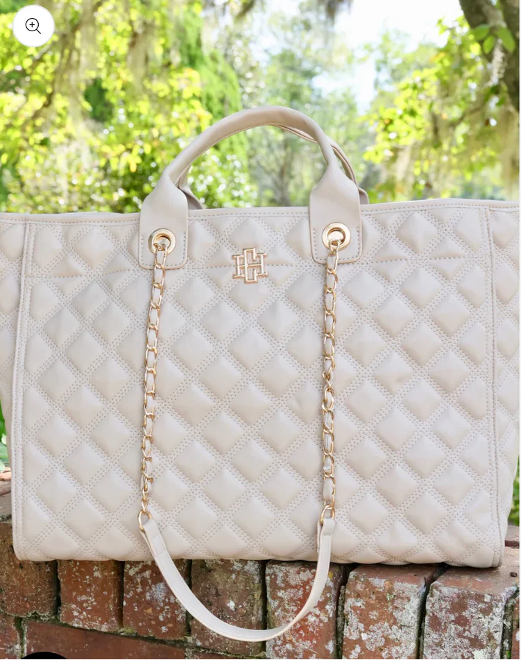 Market Quilted Tote Bag - Nude - Delta Swanky Girl