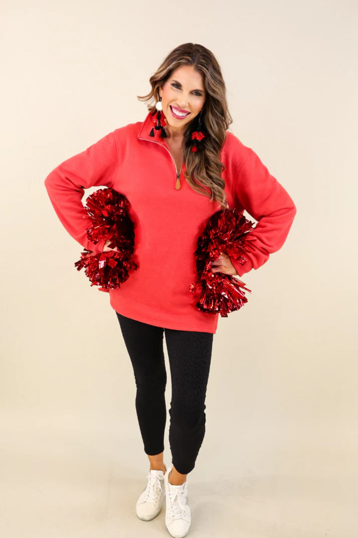 Sideline Cozy Zip Pullover - Red