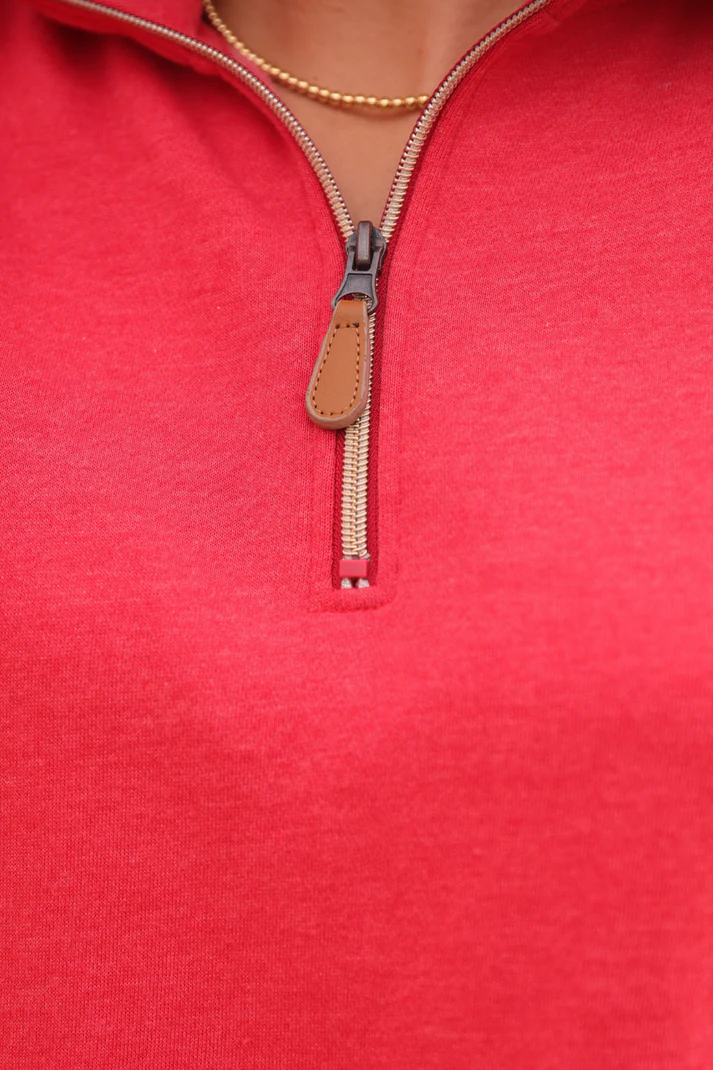 Sideline Cozy Zip Pullover - Red