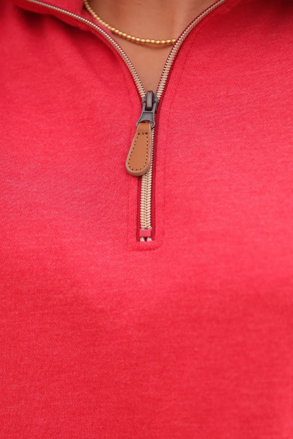 Sideline Cozy Zip Pullover - Red
