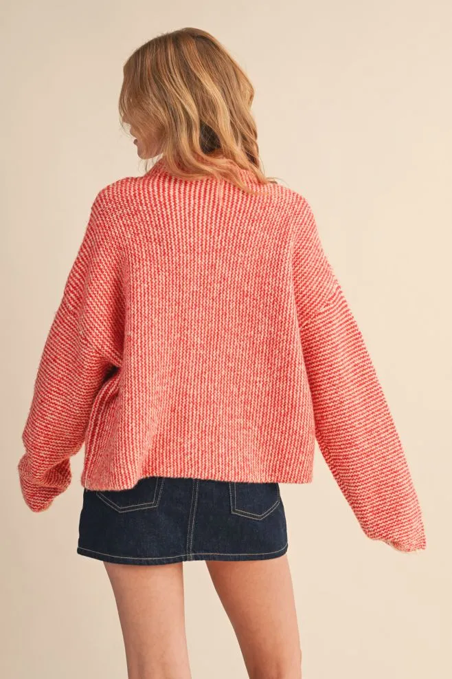 The Cherry Button Cardigan | Ivory Red Knit Cardigan