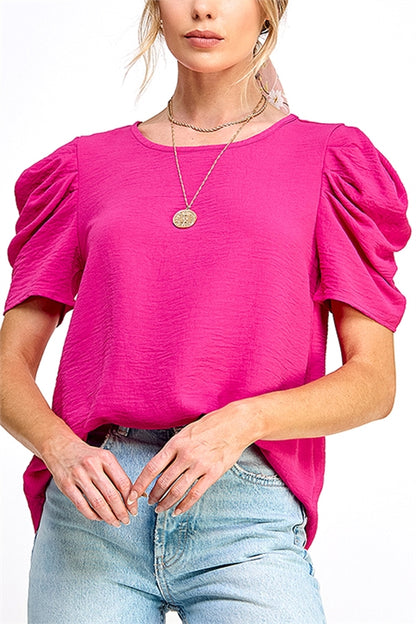 Penelope Puff Sleeve Top (Pink)