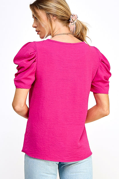 Penelope Puff Sleeve Top (Pink)