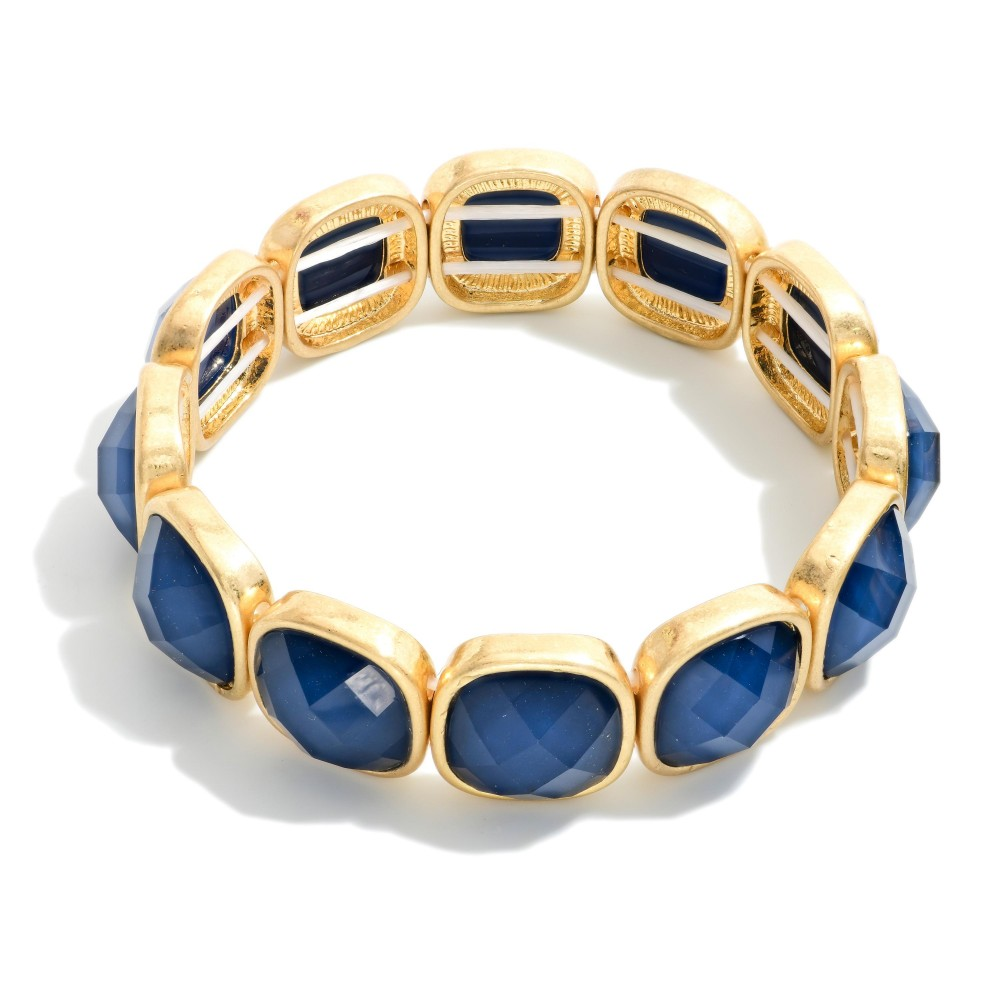 Swara Faceted Gemstone Frame Bracelet - Sapphire