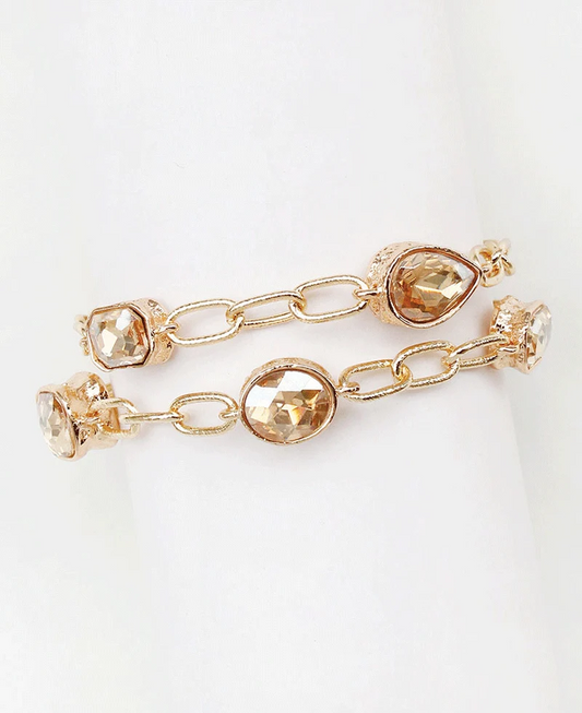 Goldie Faceted Stone Layered Bracelet -  Morganite