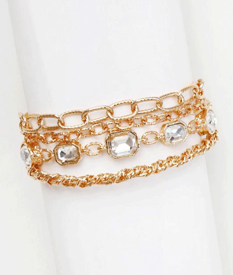 Shimmer Gold Rhinestone Layered Bracelet