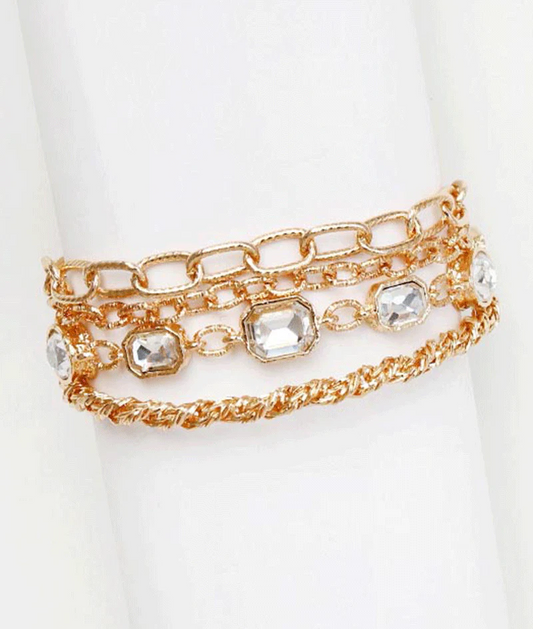 Shimmer Gold Rhinestone Layered Bracelet